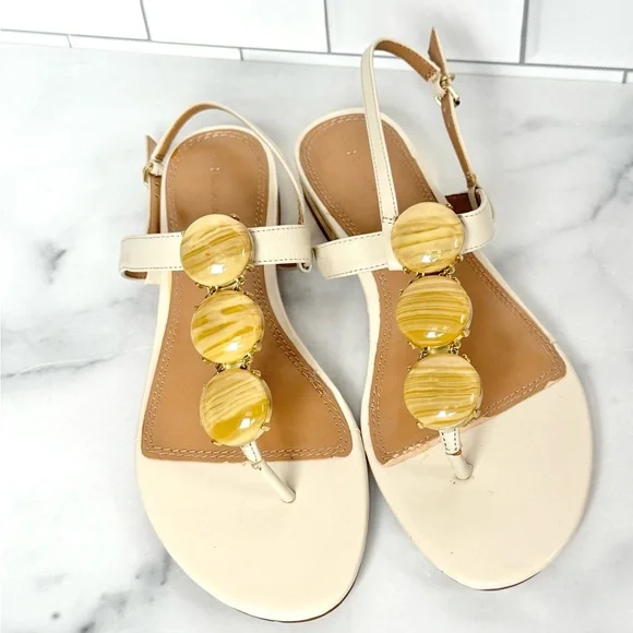 Elegant Cream Sandals with Faux Stones - Picture 4 of 10